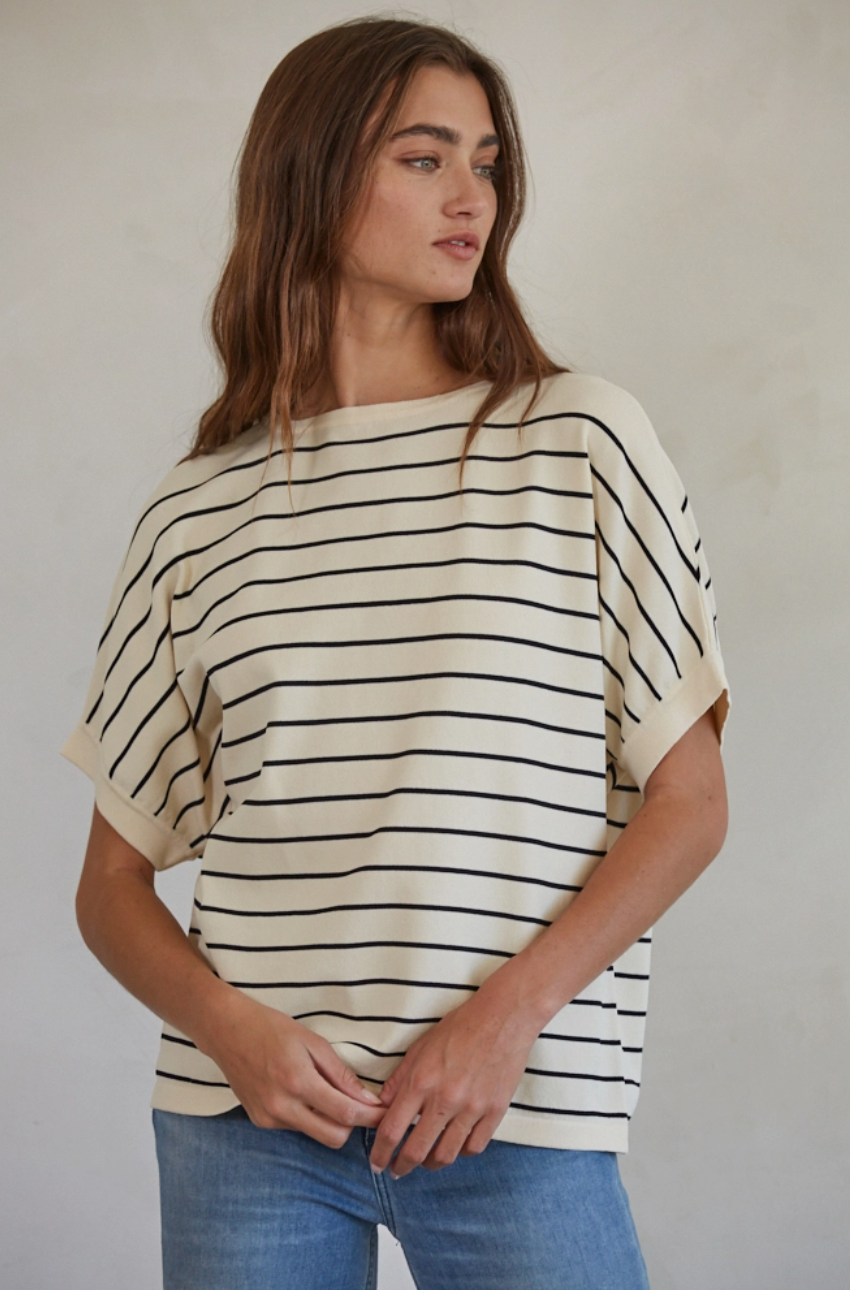 Knit Stripe Crew Neck Top