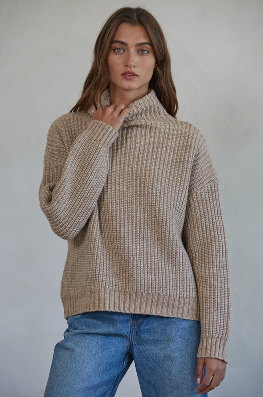 Louise Ribbed Sweater - Taupe