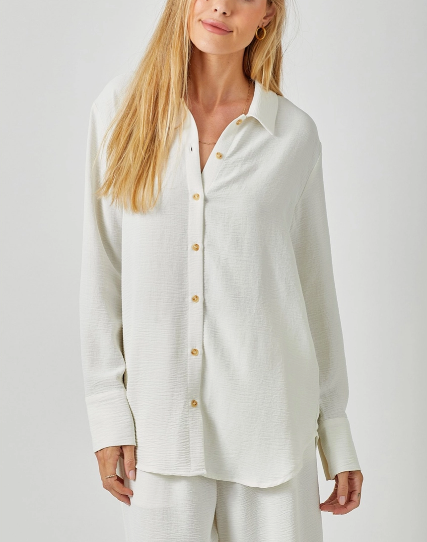 Gwyneth Textured Button Up - Ivory