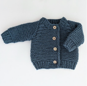 Garter Stitch Cardigan - Slate