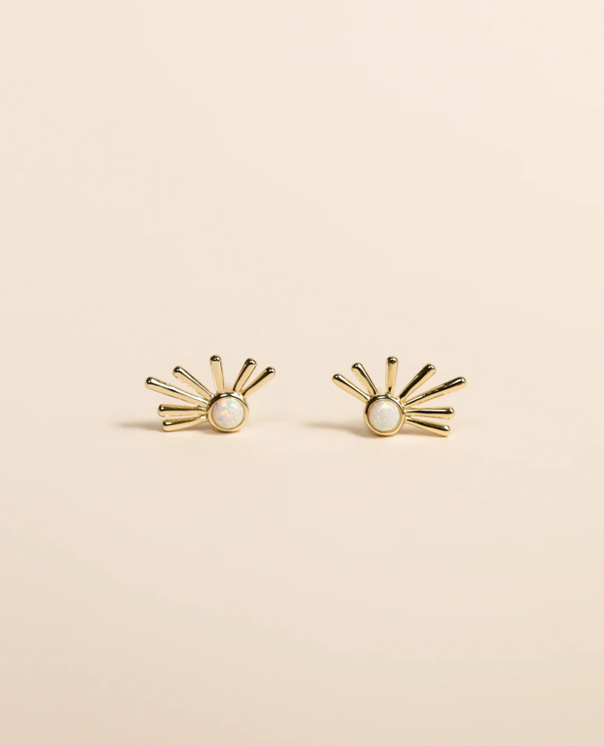 Sun Ray Studs - White Opal