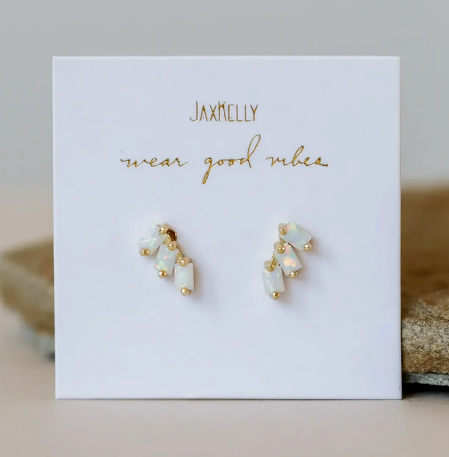 Offset Trio Studs - Opal