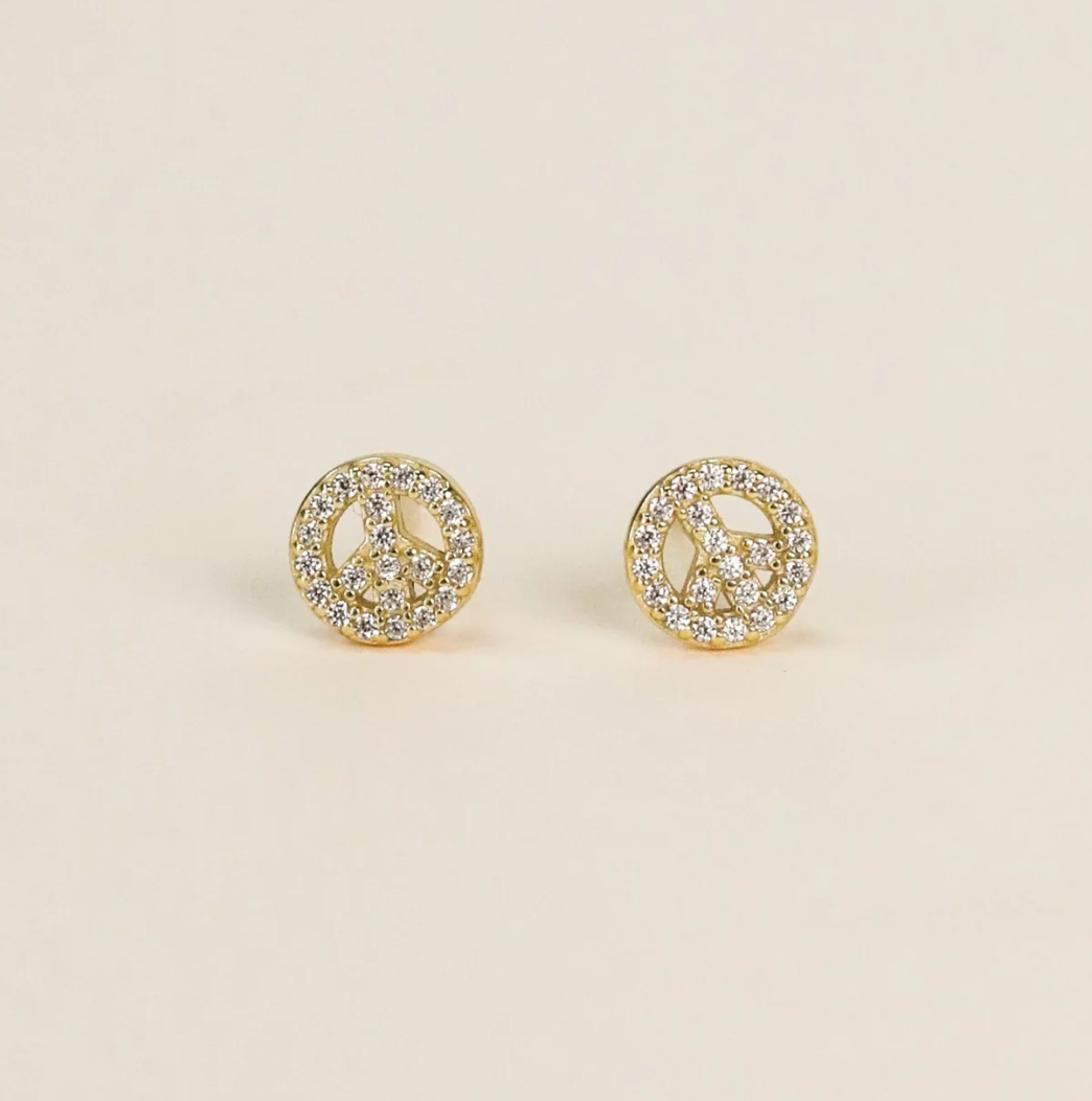 Pavé Studs - Peace Sign