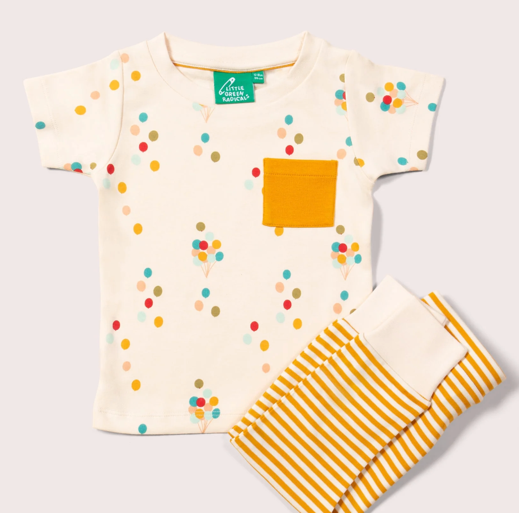 Organic T-Shirt & Jogger Playset - Rainbow Balloons