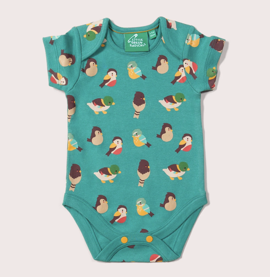 Organic Baby Bodysuit - Garden Birds