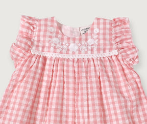 Gingham Seersucker Dress + Bloomer Set