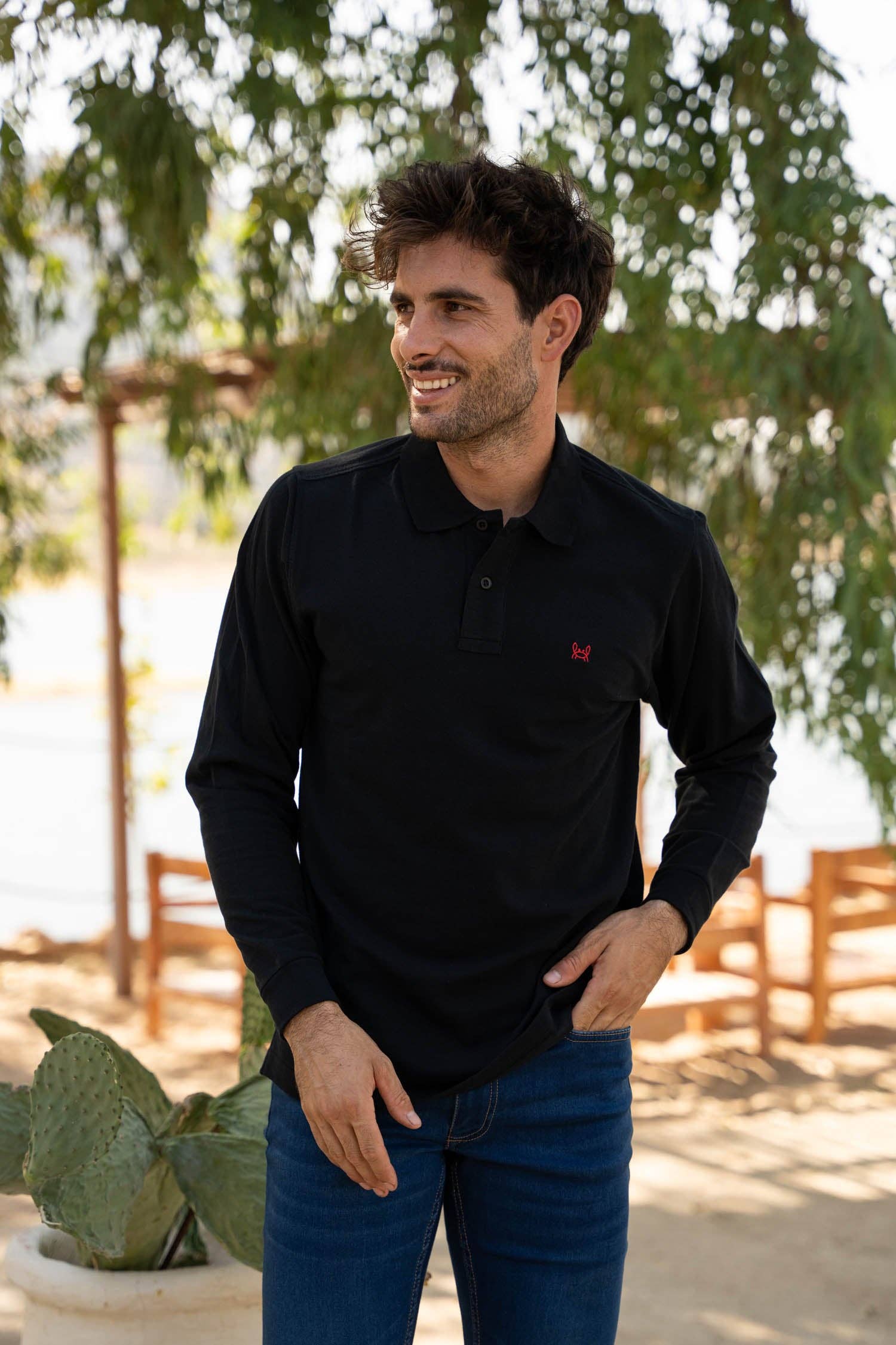 Patrick Long Sleeve Polo - Black - Reservoir