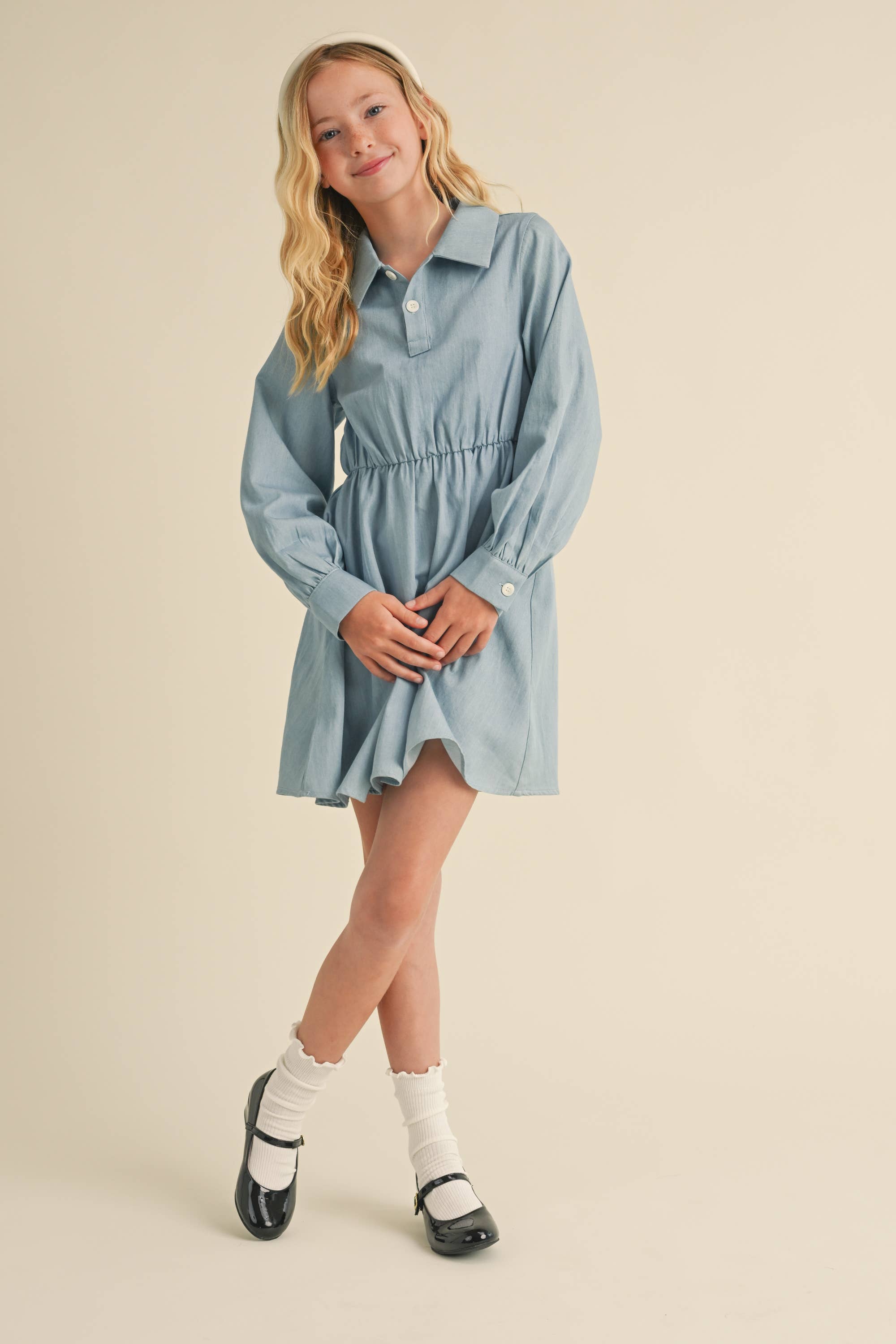 womens chambray shirt dress Long Sleeve Chambray Shirt Dress