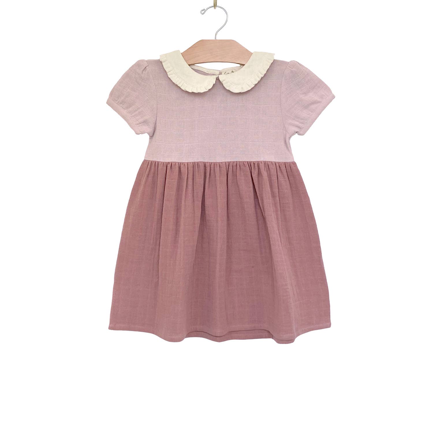Colorblock Collar Dress- Soft Rose