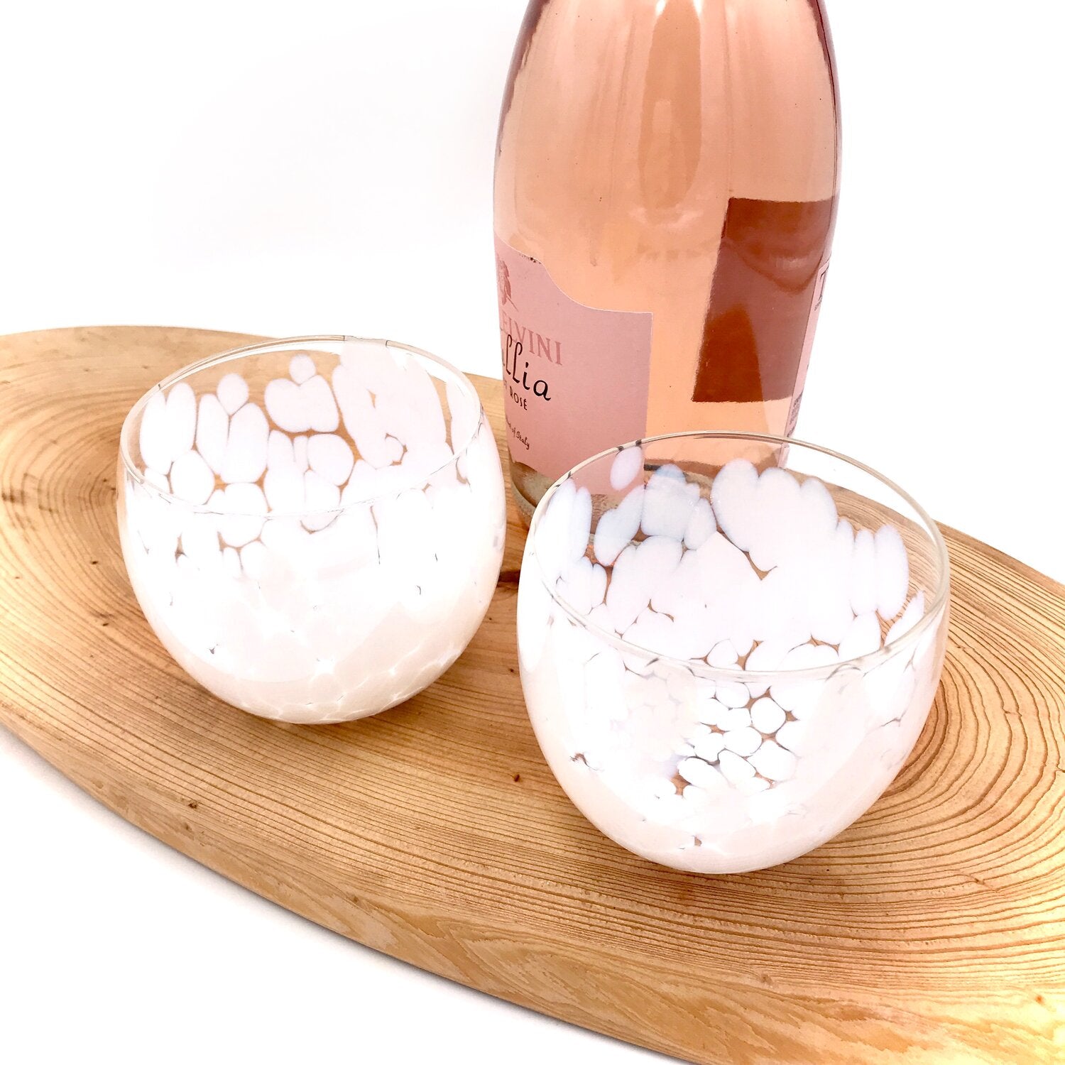 Hand Blown Wine Glass - White