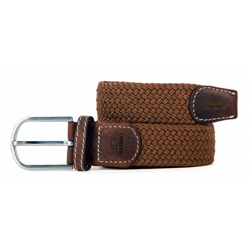 Brown Camel Woven Elastic Belt: Size 27"/ 31"