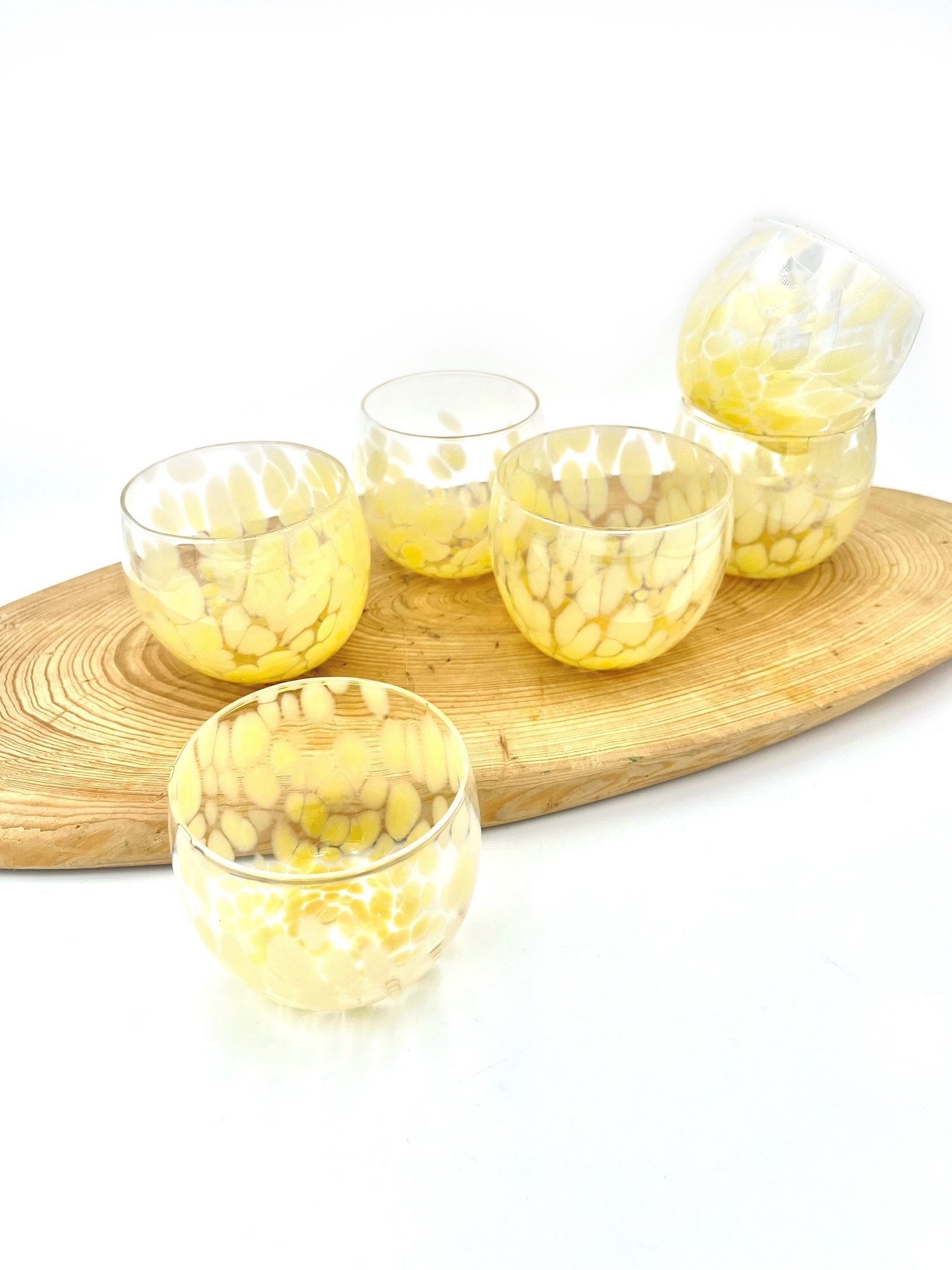 Hand Blown Wine Glass - Yellow