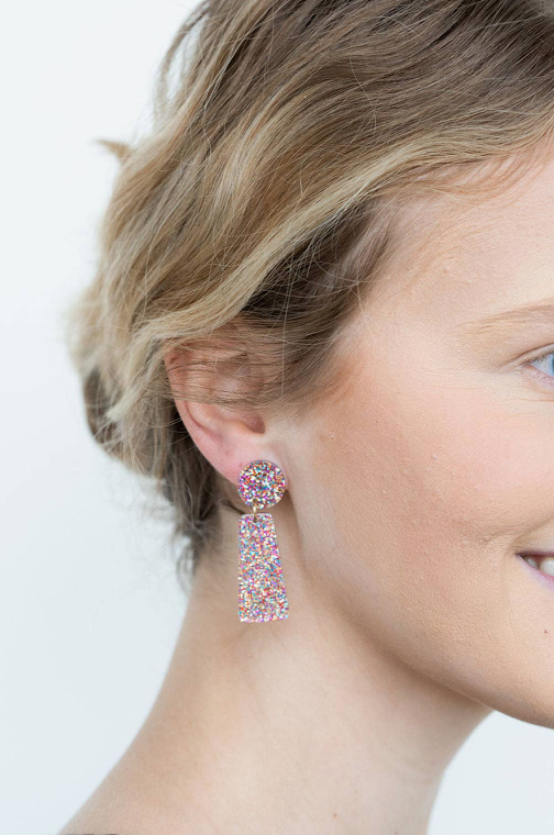 Mia Earrings - Rainbow Glitter