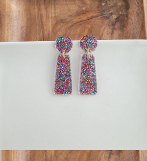 Mia Earrings - Rainbow Glitter