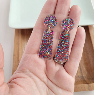 Mia Earrings - Rainbow Glitter