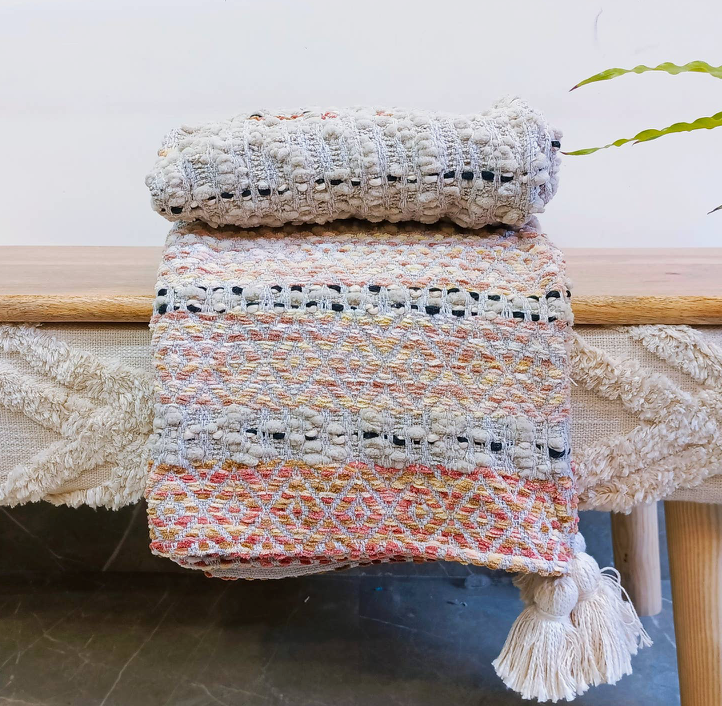 Handwoven Cotton Throw Blanket - Multicolor