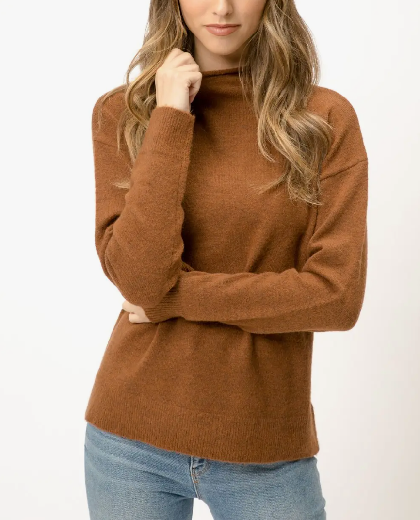 Elizabeth Mock Neck - Chestnut