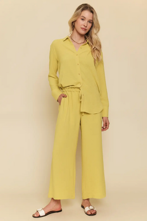 Gwyneth Textured Pant - Empire Yellow