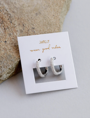 Pavé Silver Hoops