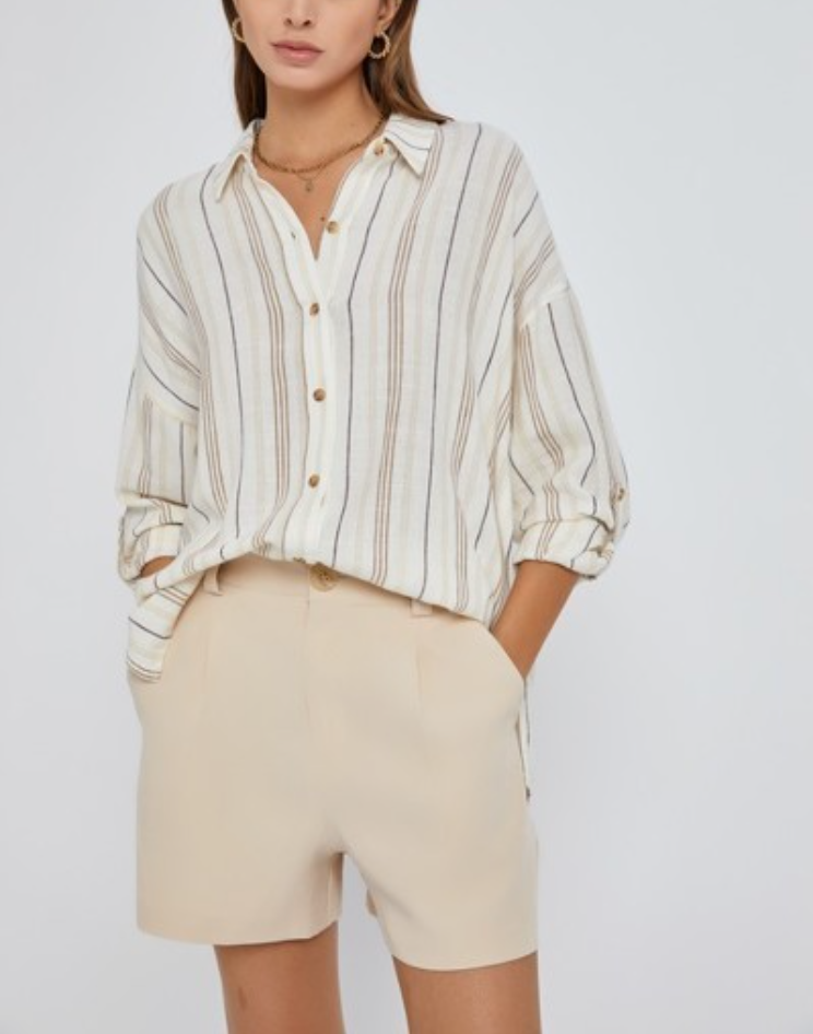 Clara Striped Button Up Top