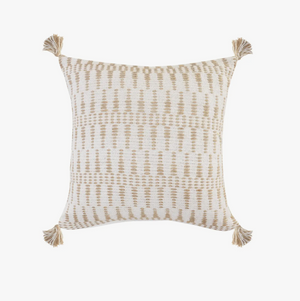 Tasseled Ivory and Jute Throw Pillow - Square 20" x 20"