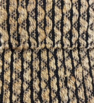 Hand-Woven Geometric Black and Jute Rug