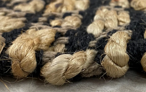 Hand-Woven Geometric Black and Jute Rug
