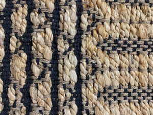 Hand-Woven Geometric Black and Jute Rug