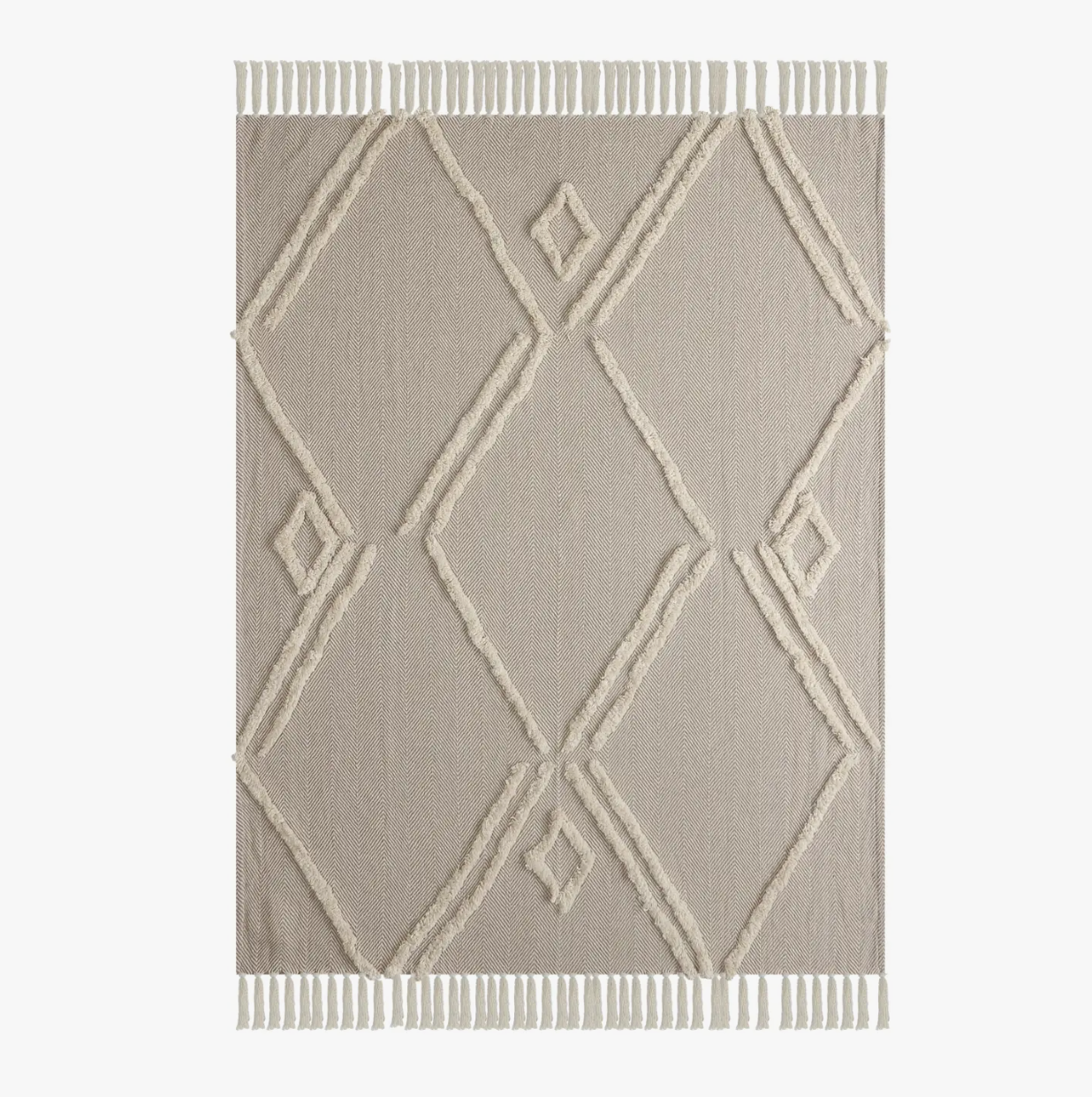 Tufted Throw with Fringe - Taupe