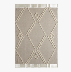 Tufted Throw with Fringe - Taupe