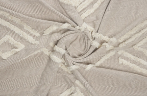 Tufted Throw with Fringe - Taupe