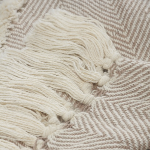 Tufted Throw with Fringe - Taupe