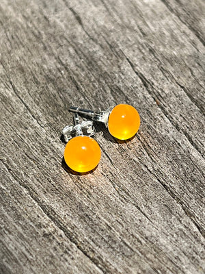 Glass Droplet Stud Earrings- Mango