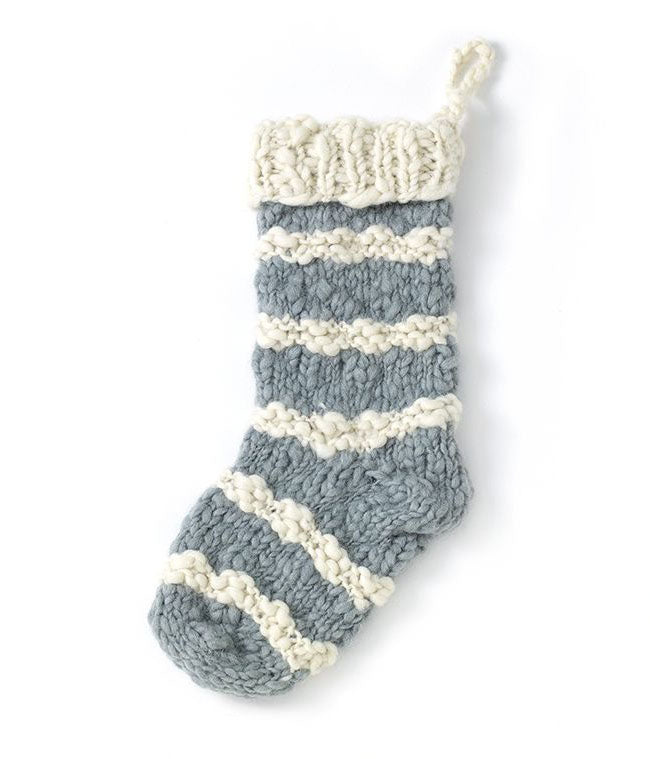 Gray & White Striped Knit Stocking