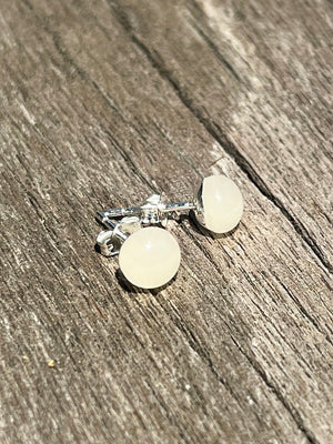Glass Droplet Stud Earrings-Ivory