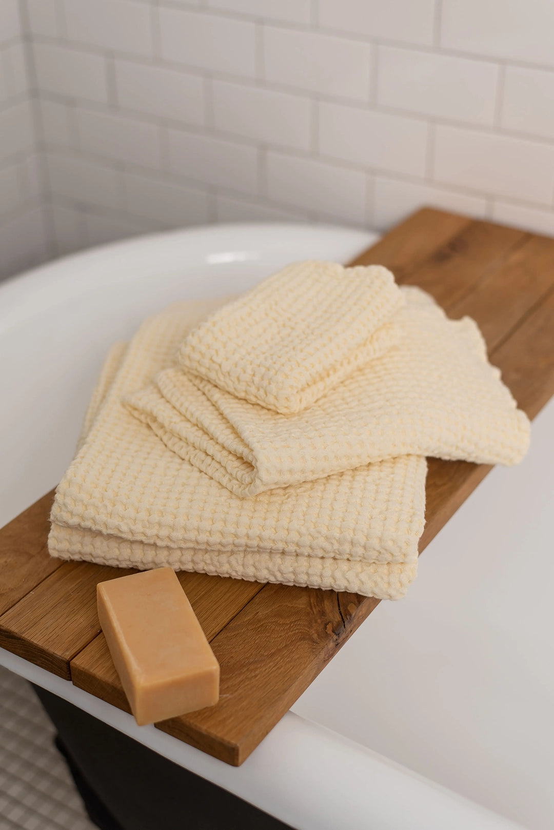 Linen Waffle Washcloth-Ivory