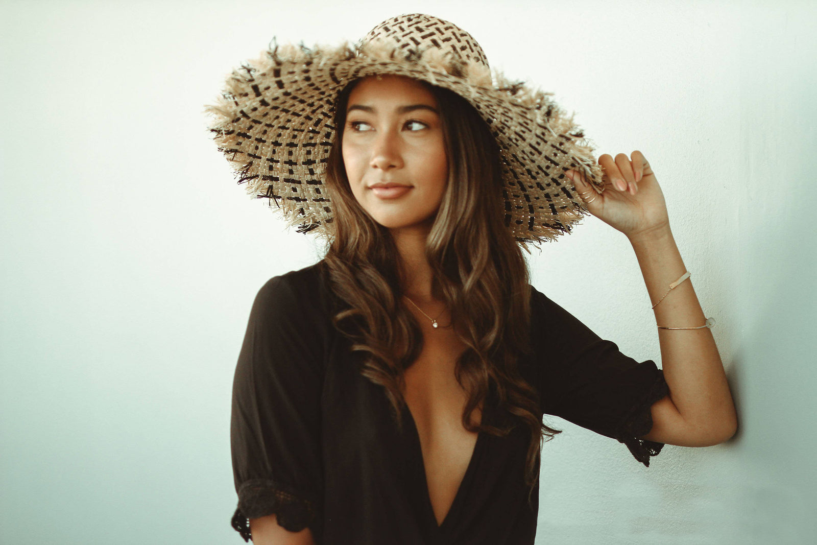 Kat Straw Hat- 5" Brim - Black