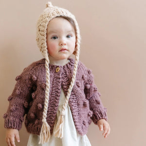 Popcorn Cardigan- Mauve