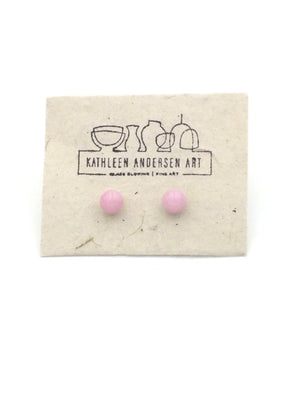 Glass Droplet Stud Earrings- Pale Rose