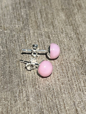 Glass Droplet Stud Earrings- Pale Rose