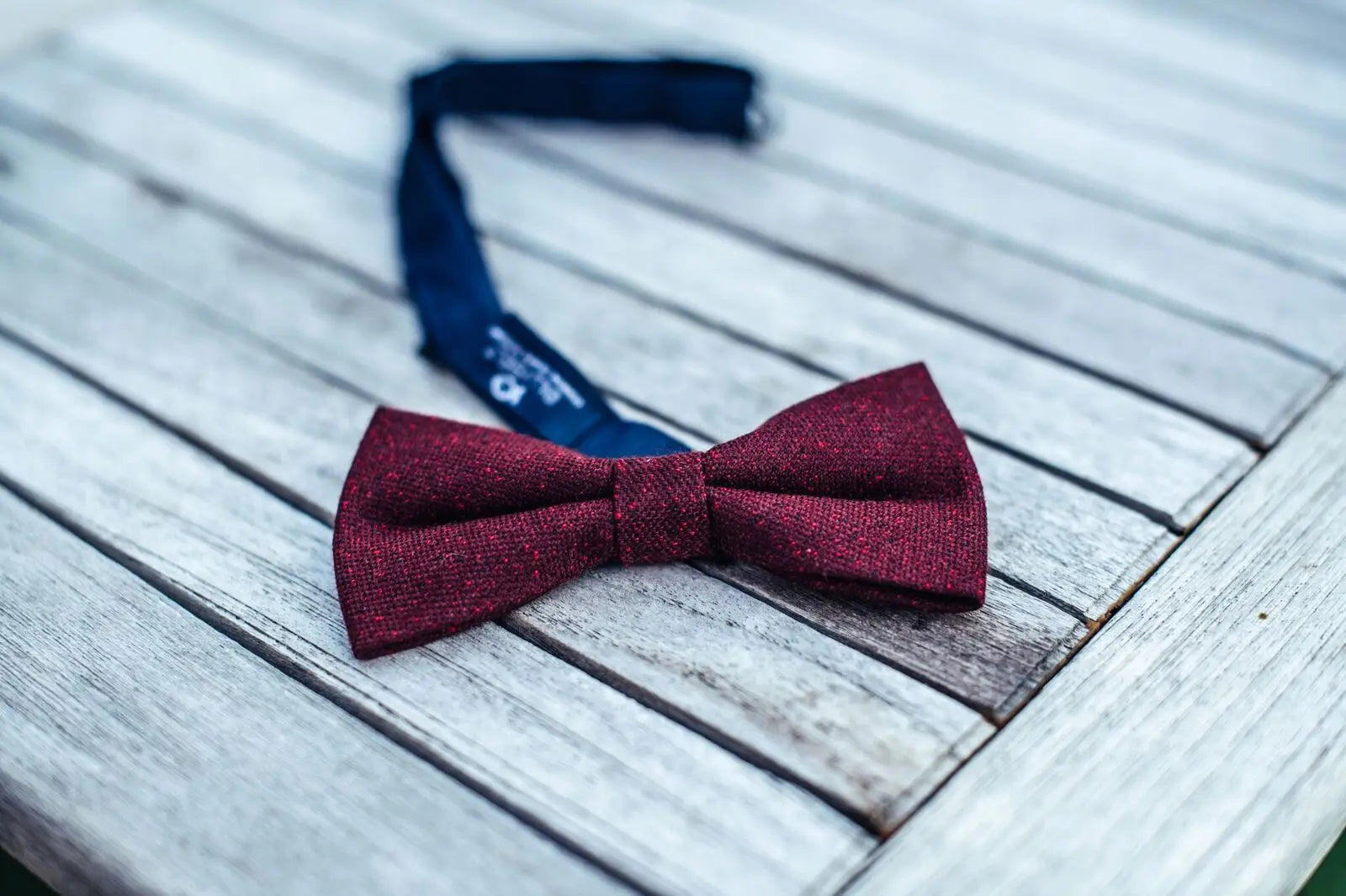 Burgundy and Red Wool Bow Tie